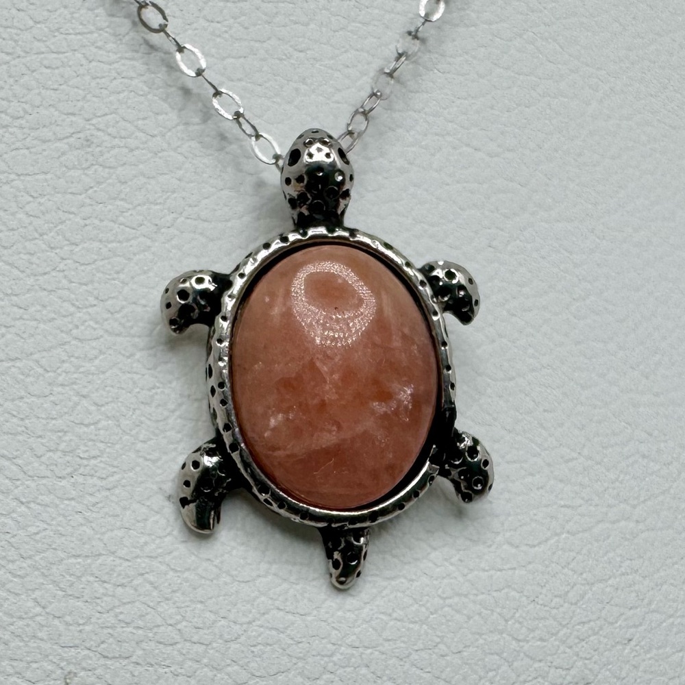 Rhodochrosite Turtle Necklace